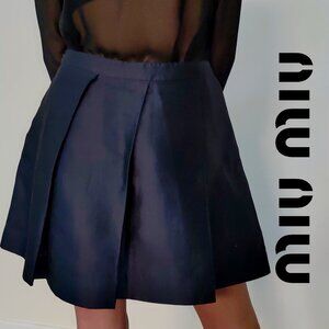 Miu Miu Heavy Silk Pleated Skirt